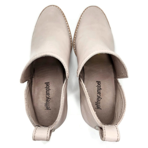 Jeffrey Campbell Rosalee Cream Leather Low Notched Shaft Pull-On Block Heel Boot - Picture 5 of 16